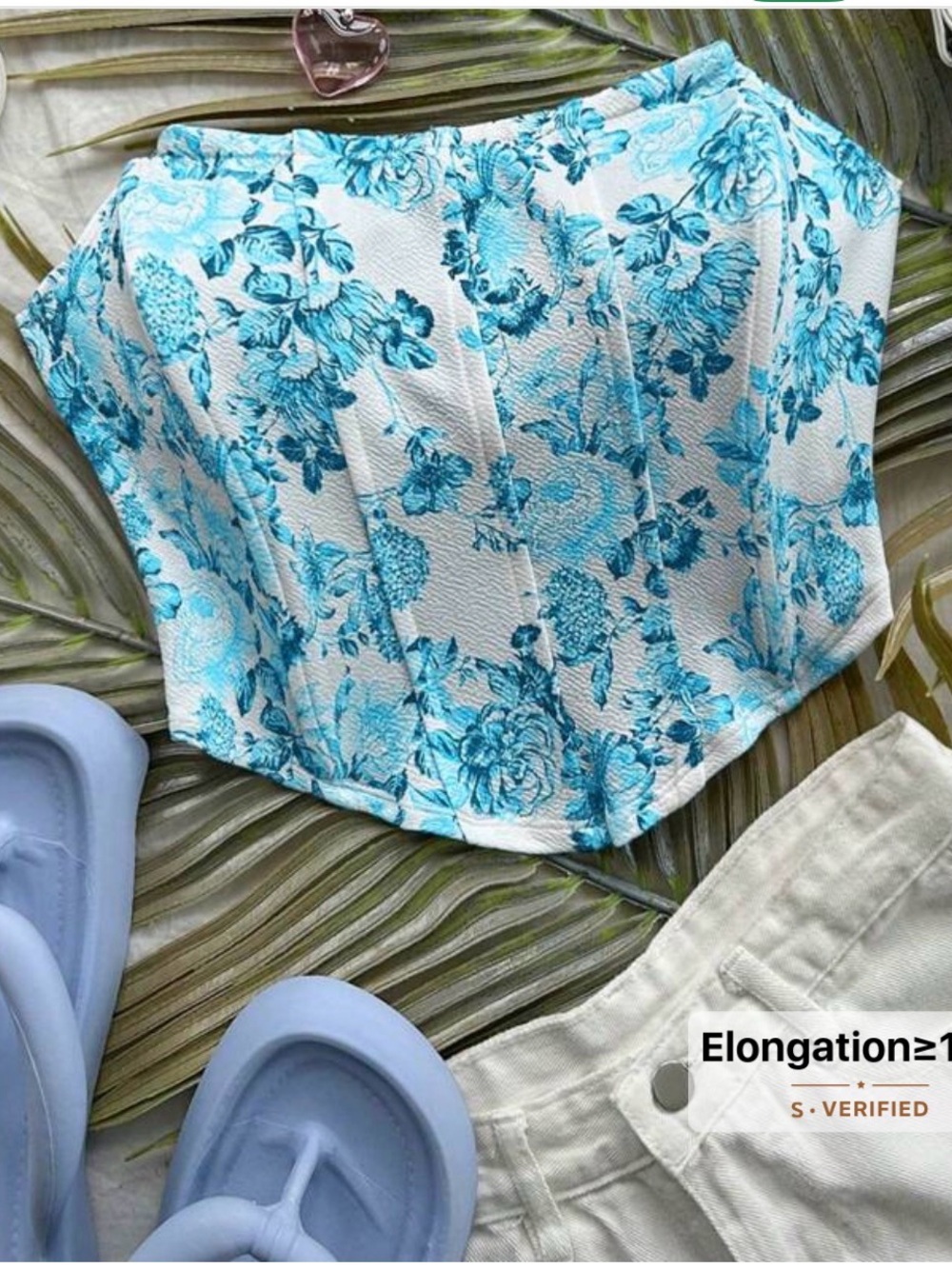 NWOT Floral Blue Corset Top